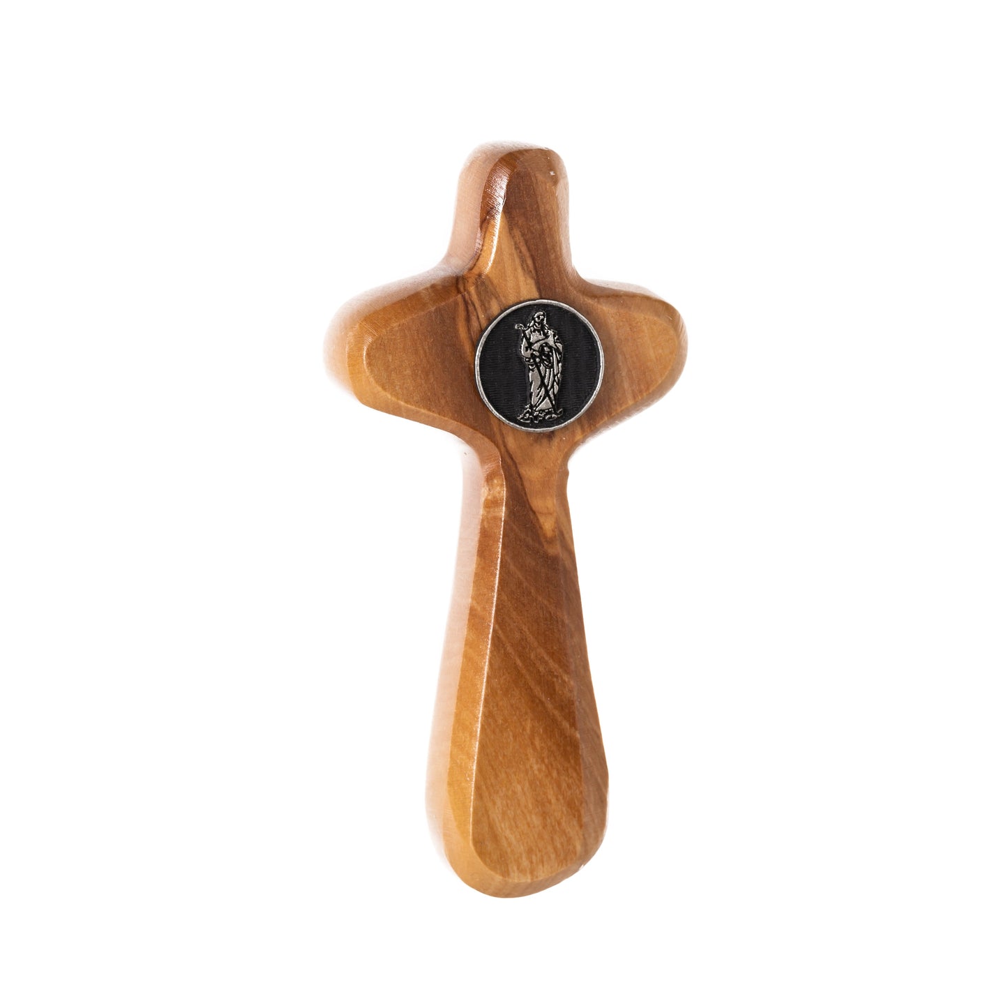 Olive Wood, Pocket Cross with Good Sheppard medallion - BHC1